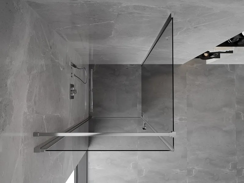 Mexen Mist-B, 1-krídlový výklopný sprchový kút 80 x 80 cm, číre sklo, chrómový profil, 8A2T-080-080-01-00