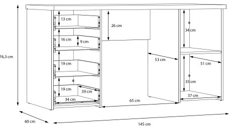 Písací stôl ARENO biely