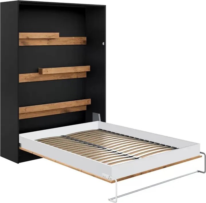 Moderný polohovací nábytok 160x200 vertikálny - čierny / dub lancelot