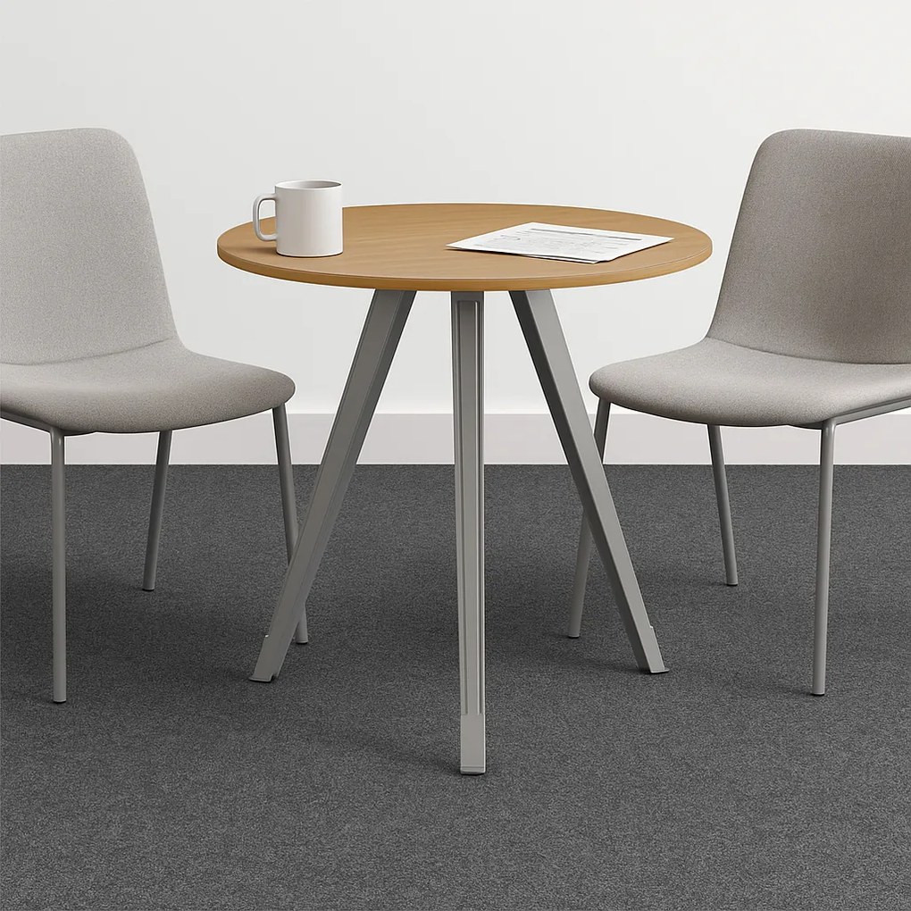 Konferenčný stôl PRIMO ZEN, priemer 80 cm, sivostrieborná podnož, čerešňa