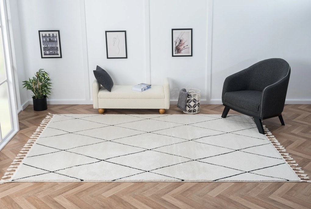 Kusový koberec Moroccan Fantasy weiß, 140x200, čiernobiela, obývacia izba, My Flair