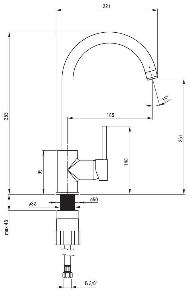 Deante Solis, granitový drez 480x480x194 + sifón + Nemezja batéria, 1-komorový, šedá metalíza, ZRSBS803