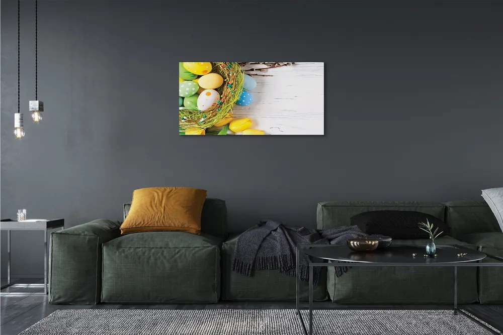 Obraz na plátne Vaječné založené na tulipány 140x70 cm