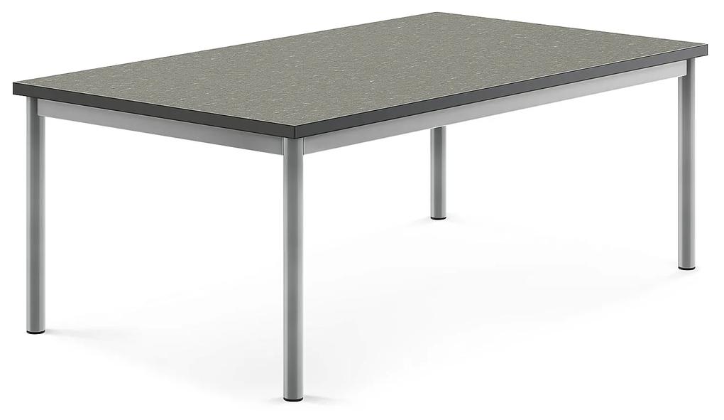 Stôl SONITUS, 1400x800x500 mm, linoleum - tmavošedá, strieborná