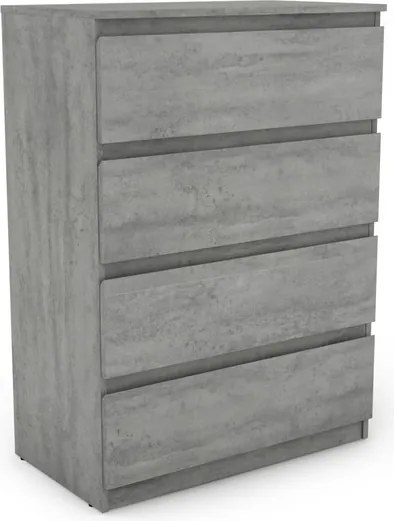 Komoda so 4 zásuvkami Carlos, šedý beton, 75 cm