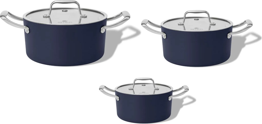 Elmich Sada keramických hrncov Vital 3 ks – tmavomodrá