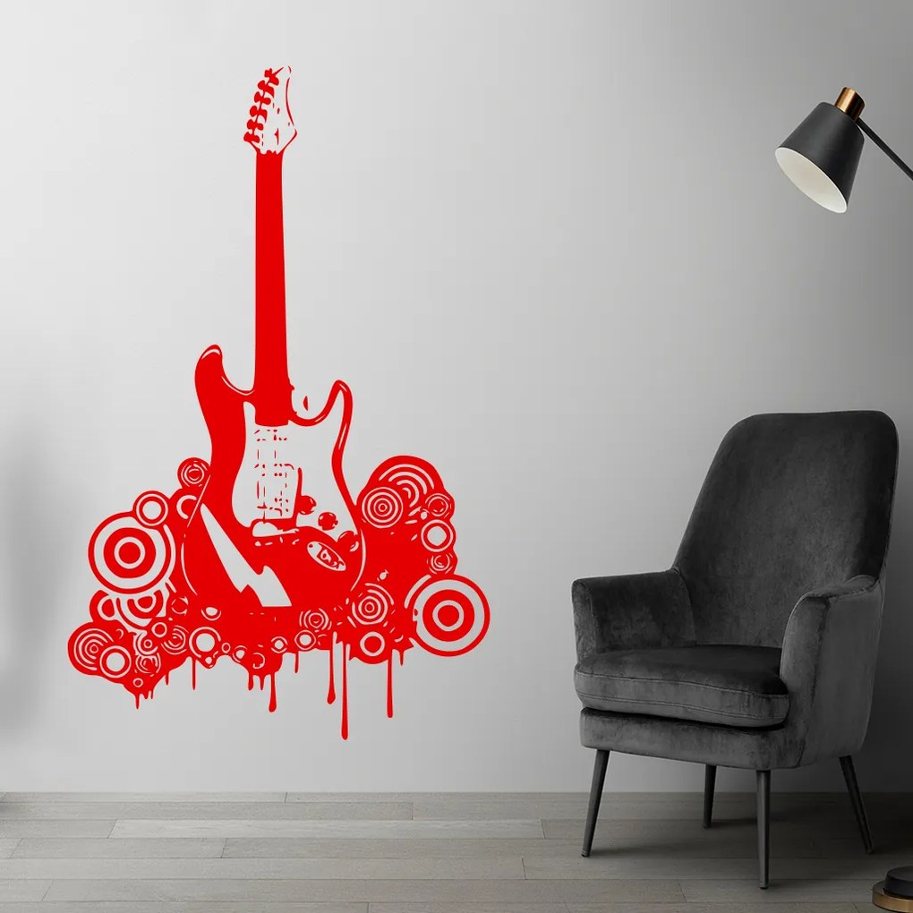 Veselá Stena Samolepka Elektrofonická gitara Farba: šedá, Veľkosť: 100 x 62 cm