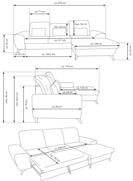 Rozkladacia rohová čalúnená sedacia súprava ALTA do tvaru L s úložným priestorom, pravé prevedenie, žltá