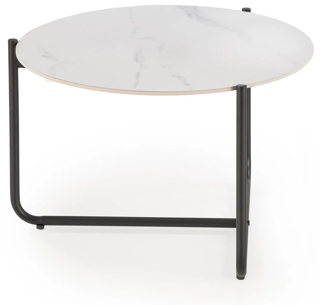 Konferenční stolek Acuna 60 cm bílý mramor/černý