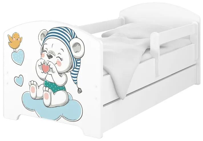 Detská posteľ  "Medvedík", Rozmer 140x70 cm, Farba biela, Matrace penový vrstvený 10 cm