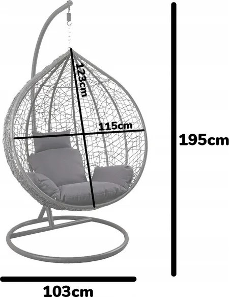 Závesné kreslo SOLARIA XL sivé / hnedé / tmavosivé FAT0223