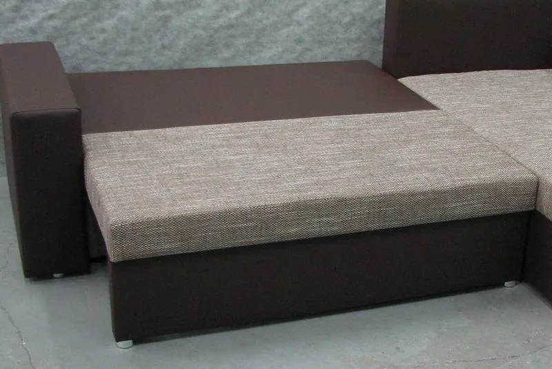 Rohová sedacia súprava Samba II, hnedá ekokoža/cappuccino tkanina