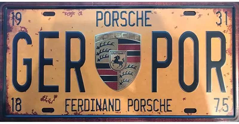 Ceduľa značka Porsche 30,5cm x 15,5cm Plechová tabuľa