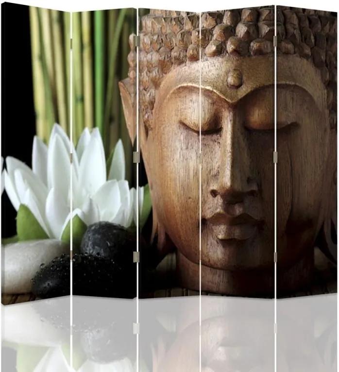 CARO Paraván - Buddha 3 | päťdielny | jednostranný 180x150 cm