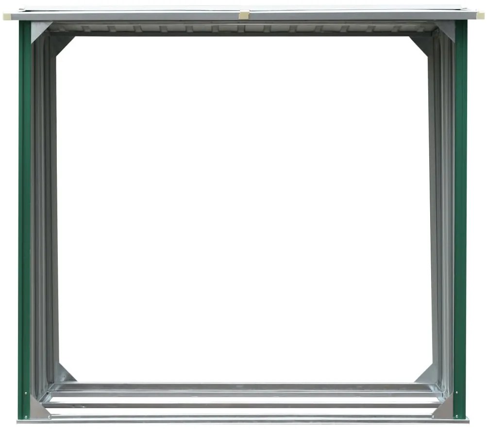 Kôlňa na drevo zelená 172x91x154 cm pozinkovaná oceľ