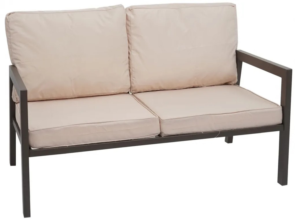 Záhradná súprava 2 kresiel, lavice a stolíka HWC-L64 - čalúnenie krémovo-biela