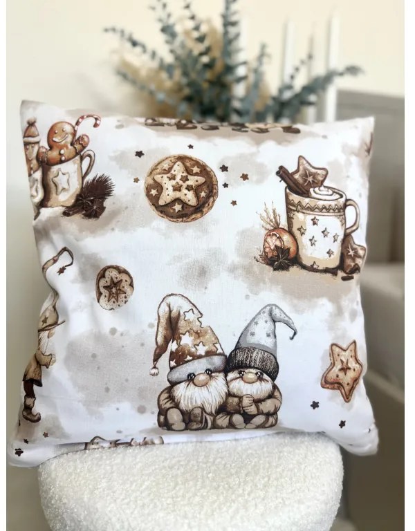 INTERMEDIC SK Obliečka na vankúš Hnedý Škriatok – bavlnená vianočná obliečka so zipsom Veľkosť: 40x40 cm