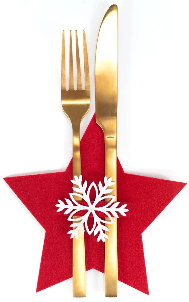 Vianočný obal na príbor Red Star 6 ks červený