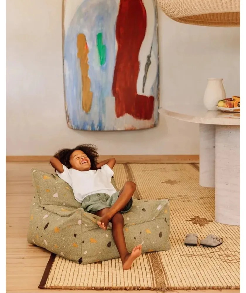 Zelený detský sedací vak z textílie buklé/ženilkový Terrazzo Chair – Wigiwama