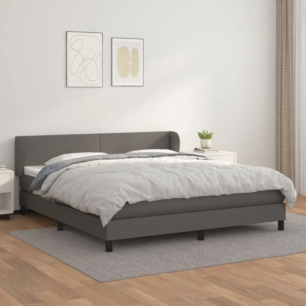 Boxspring posteľ s matracom sivá 180x200 cm umelá koža 3127209