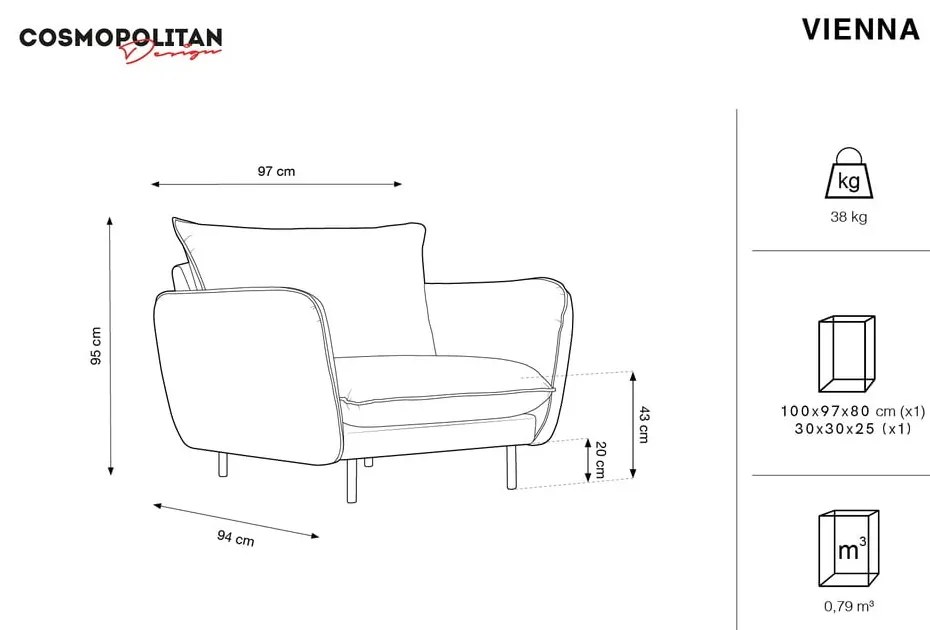 Tmavozelené zamatové kreslo Vienna – Cosmopolitan Design