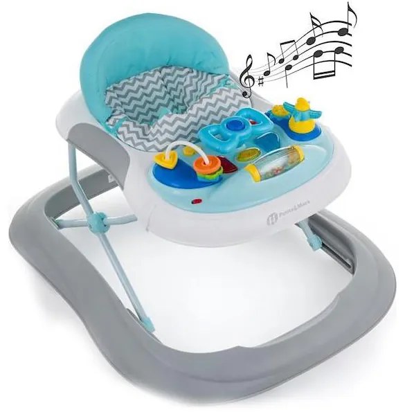 PETITE&MARS - Detské chodítko s melódiou MONTY modrá