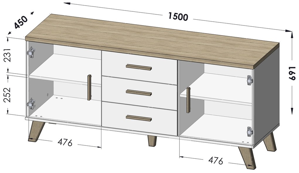 Cama Komoda Lotus 2D3S - dub