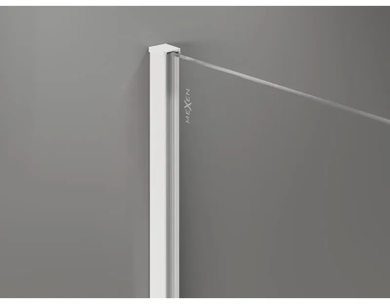 Mexen Kioto-X, sprchová zástena 130 x 200 cm, 10mm šedé sklo, biely profil, 800-130-101-20-40-X
