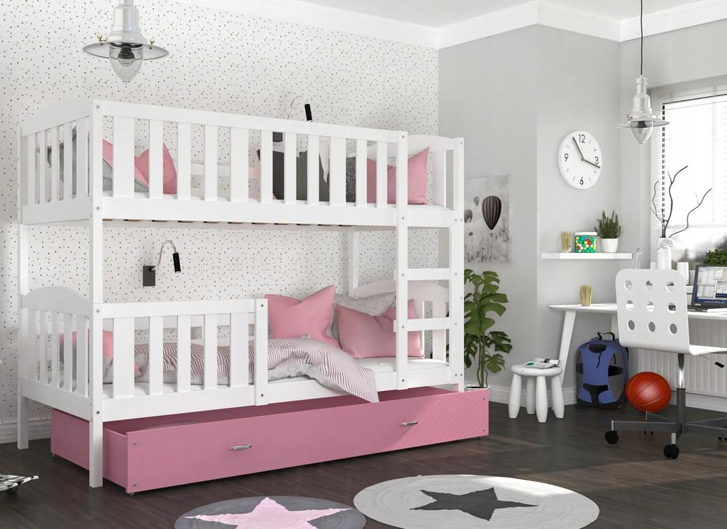 GL Poschodová posteľ pre 3 deti Jakub 3 Color biela 190x80 - viac farieb Farba: Biela