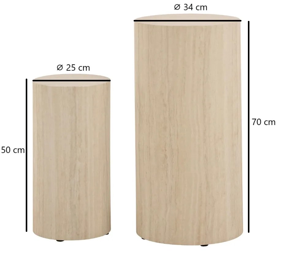 Sada 2 ks odkládacích stolků DICE béžový kámen