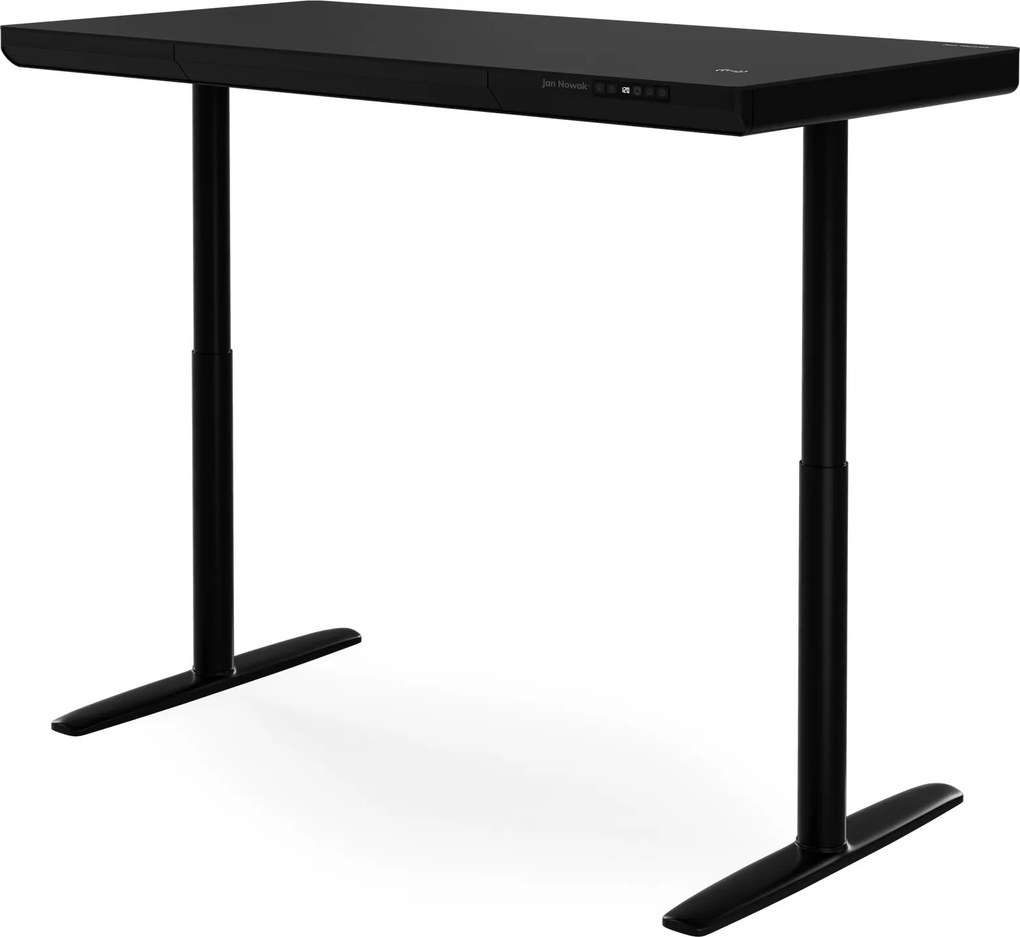 Elektrický písací stôl sit-stand so zásuvkou a bezdrôtovou nabíjačkou Qi čierny, 1400 mm: ELLIS