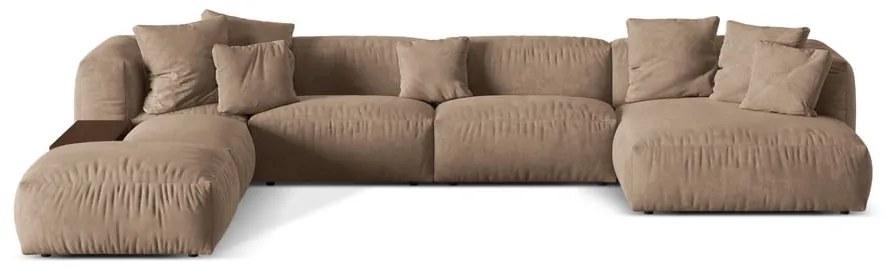 Svetlohnedá zamatová modulárna rohová pohovka (ľavý roh/do tvaru "U") Martina – Micadoni