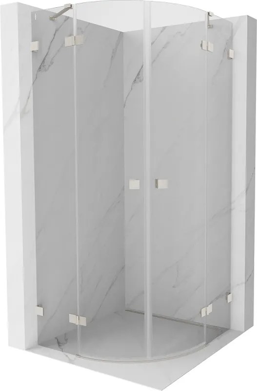 Mexen Lunar, polkruhový výklopný sprchový kút 80 x 80 cm, 8mm číre sklo, oceľový profil, 833-080L-080P-97-00