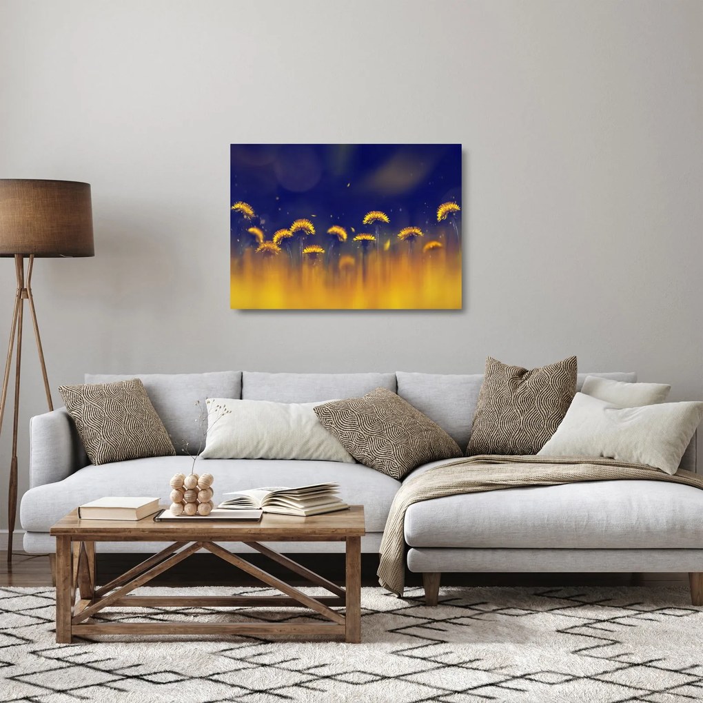 Sklenený obraz - Púpavy (70x50 cm)