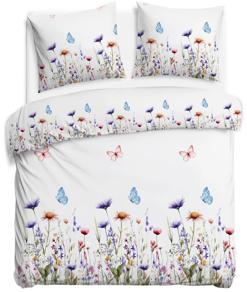 FLANELOVÉ OBLIEČKY FLANELOVE 180X200 CM, 2KS 70X80 CM KVETY