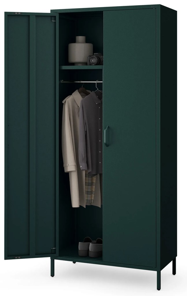 Šatníková skriňa FLAVIO, 800 x 1850 x 450 mm, Modern: fľaškovo zelená farba