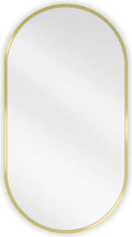 Mexen Loft oválne kúpeľňové zrkadlo 75 x 40 cm, zlatý rám - 9851-075-040-000-50