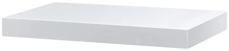 Polička nástěnná 40 cm, MDF, barva bílý vysoký lesk, baleno v ochranné fólii