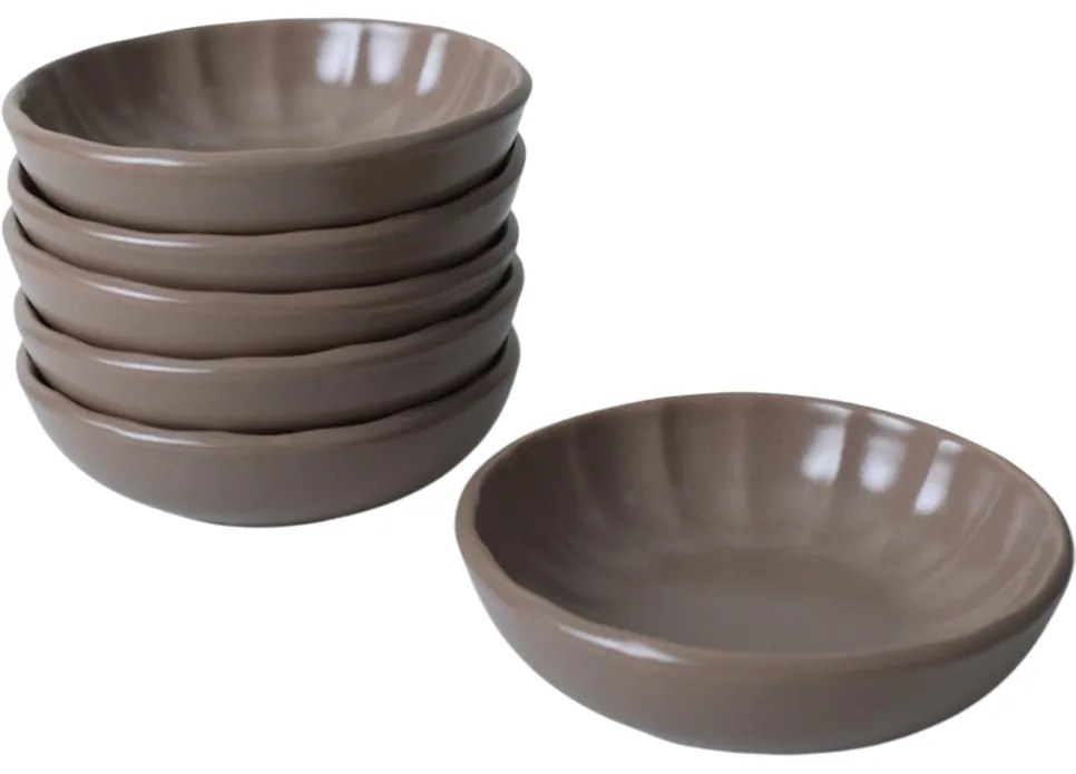 Súprava 6 kameninových misiek Laguna 12 cm, hnedá