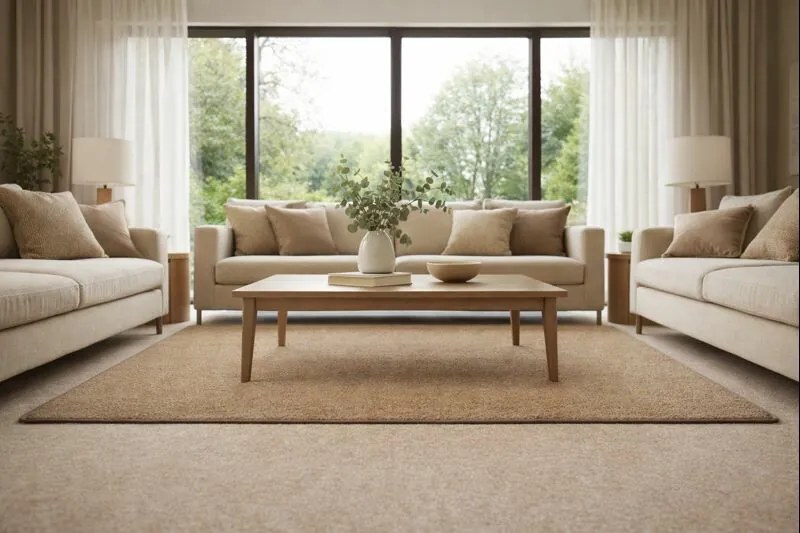 Kusový koberec Eton béžový 70 štvorec, 250x250, béžová, chodba / predsieň, Vopi