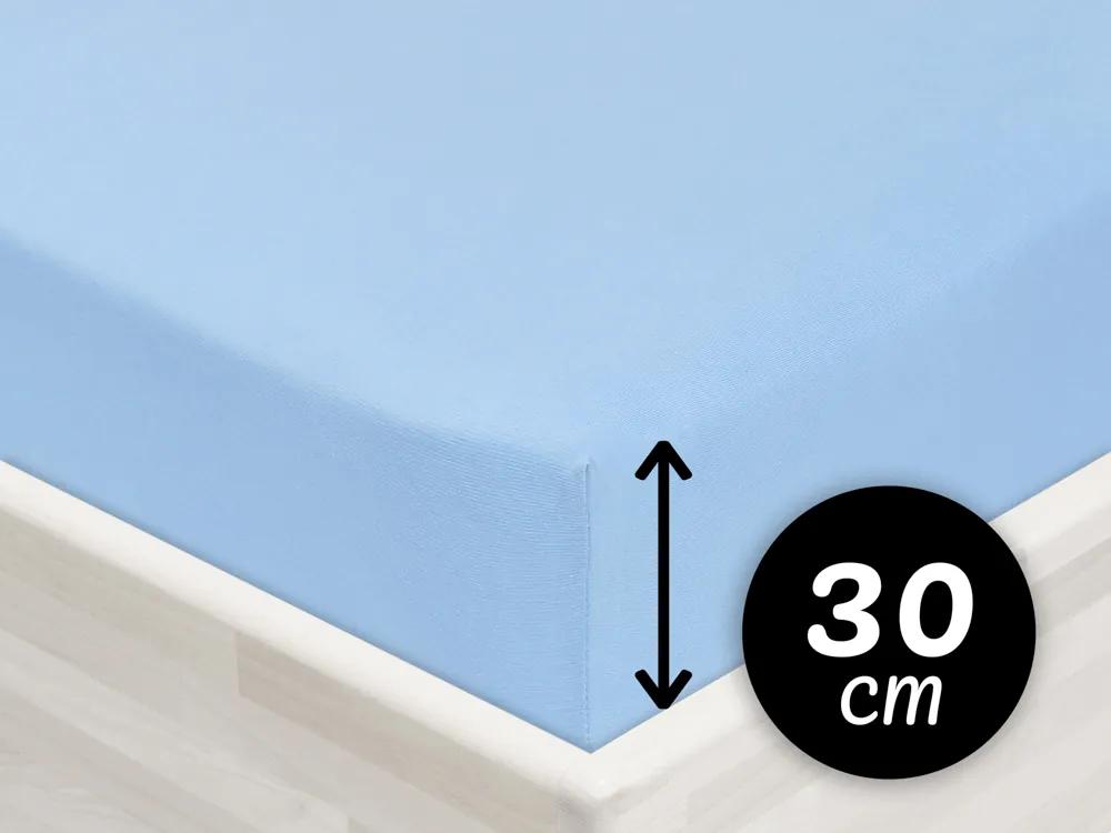 Jersey napínacie prestieradlo na vysoký matrac JR-014 Nebesky modré 90 x 220 - výška 30 cm