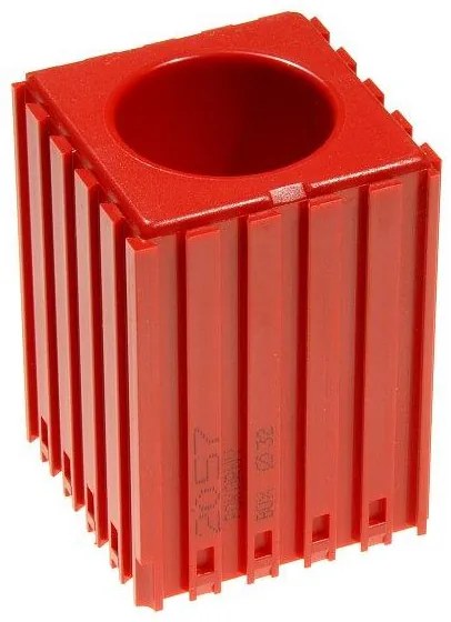 Plastový box na náradie s valcovou stopkou D32, modul 5x5, 1 dutina, červená