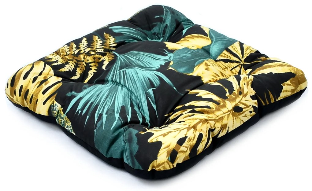 Podsedák na stoličku 40x40 cm - zeleno/zlaté listy