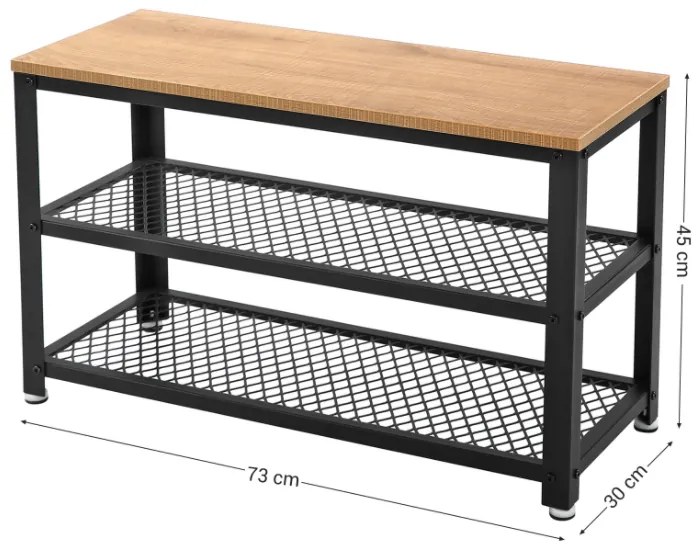 VASAGLE Lavička s botníkom svetlé drevo 73 x 45 x 23 cm