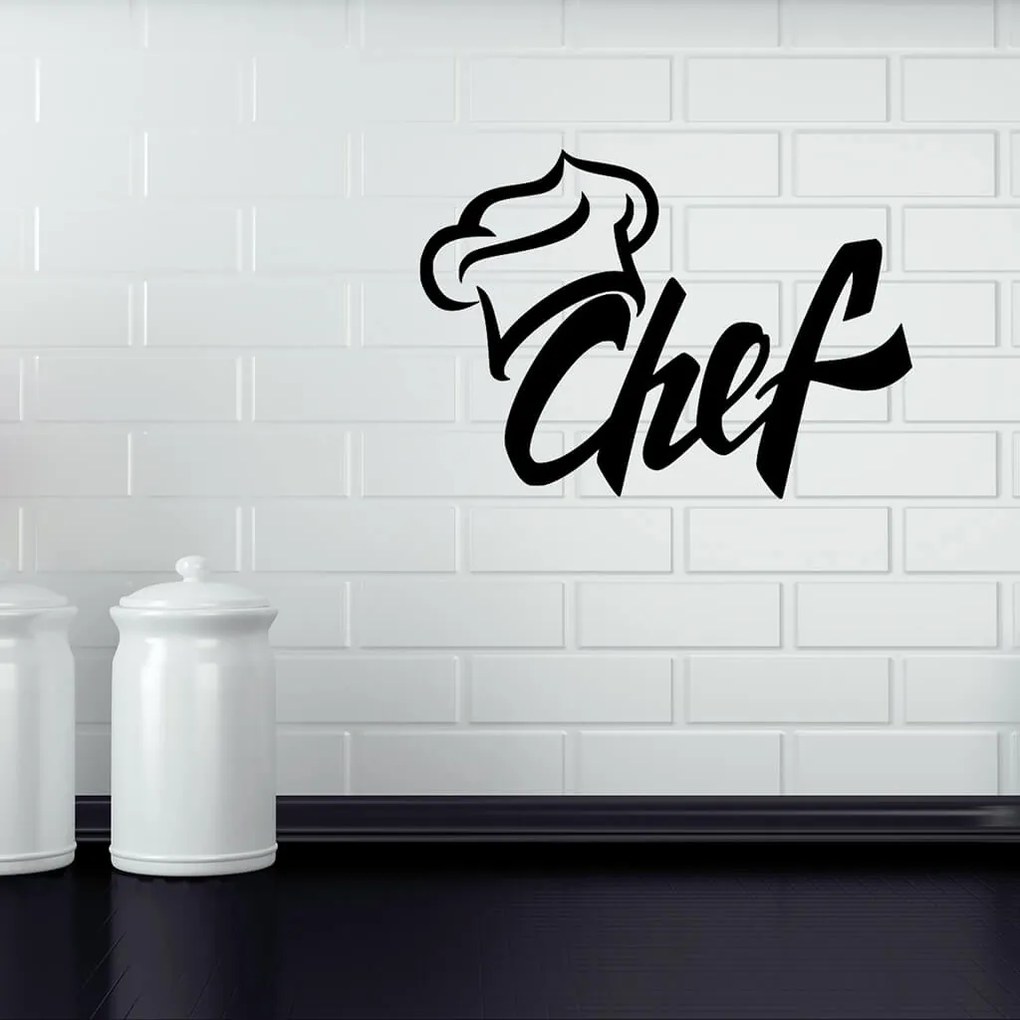 Veselá Stena Samolepka na stenu na stenu Chef Farba: černá