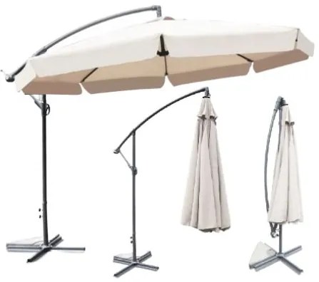 Bestent Záhradný skladací krémový slnečník 350cm
