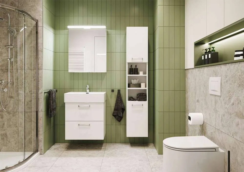 Mereo, Mereo Kúpeľňová zrkadlová skrinka 60 cm, galerka, 2 x dvierka, Multidecor, Šedá supermat, MER-CN798G62SEDA