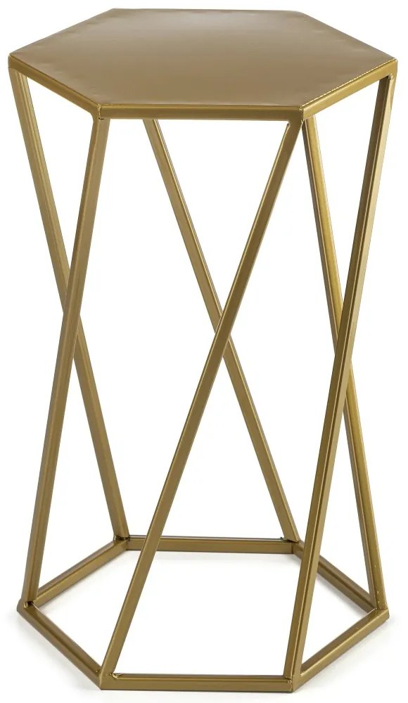 STOJAN NA KVETINÁČ HEXAGON 40X24X27 CM ZLATÁ