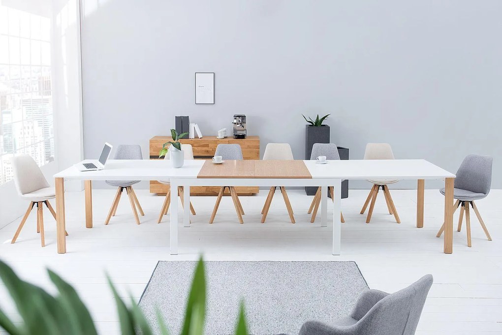 Jedálenský stôl Gama 180-420 cm / biela-dub