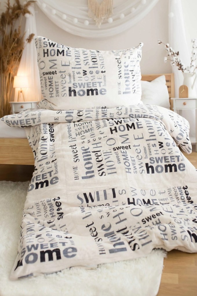 Jerry Fabrics Obliečky mikroflanel 140x200 + 70x90 cm - Home sweet home